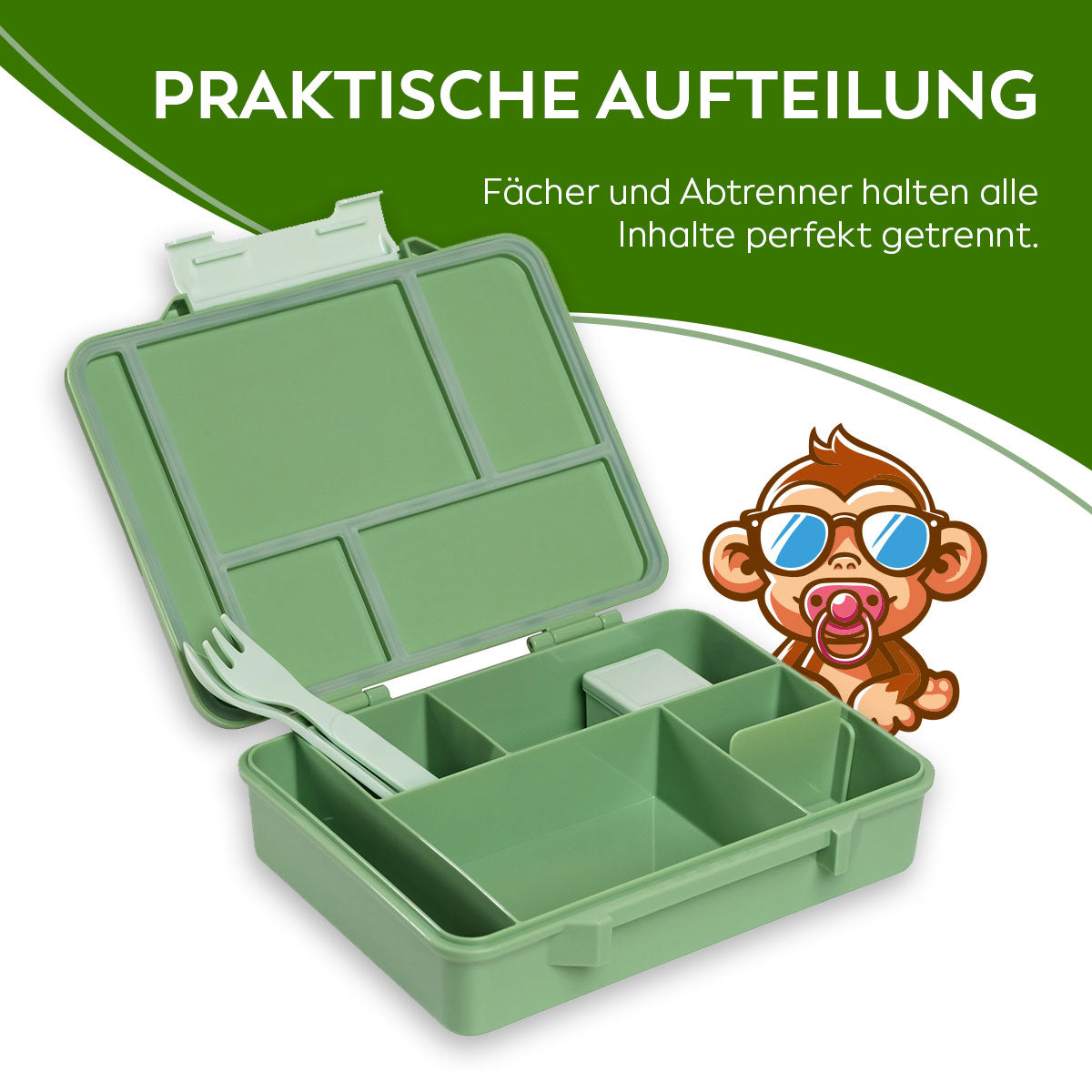 Kids Lunchbox (Monkey - Green)